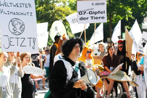 Demonstrationszug bei Klimademo im Juni 2015 in München